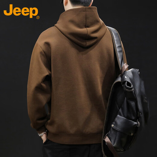 Jeep (JEEP) sweatshirt men's hooded autumn and winter loose bottoming shirt loose casual top men's brown XL