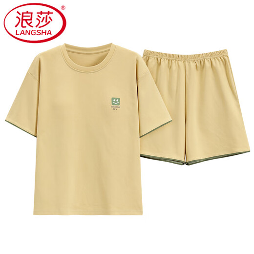 Langsha Light Luxury Pyjamas für Frauen im Sommer Baumwolle kurzärmelige Shorts Einfacher lässiger Baumwollstil für Outdoor-Kleidung Z9856 M 80-100jin [Jin entspricht 0,5 kg]