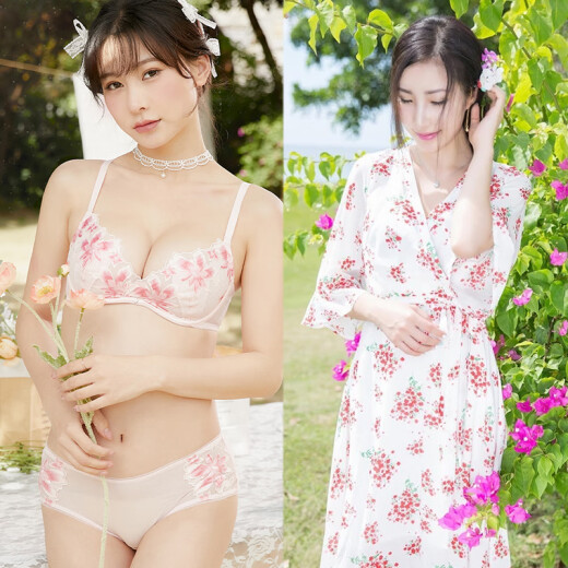 维多利亚宫廷透气无海绵薄款文胸 舒适无钢圈u型美背记忆钢圈侧收聚拢内衣套装 黑色 M /75BC