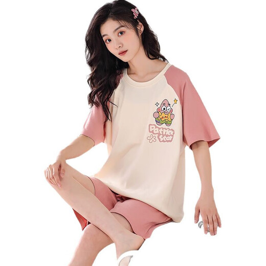 Xushansi new pajamas for women in summer cute shorts and shorts plus size Internet celebrity style wear pullover summer suit home clothes 679 green dinosaur M Recommended 80-90Jin [Jin equals 0.5 kg]