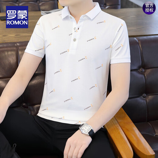 T-shirt à manches courtes pour hommes de Romon Summer Soil Polo Polo Paul Paul Paul Men Top 679 Black L