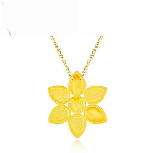 YIBIY2025 latest colorful Chinese lotus gold pure gold pendant as a gift for your girlfriend, pink - Chinese lotus