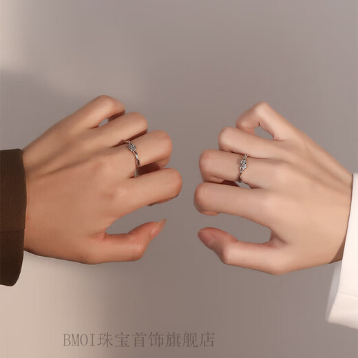 BMOI Old Phoenix 999 sterling silver pure silver cappuccino rose bestie silver ring a pair of niche couple rings girls single exquisite gift box