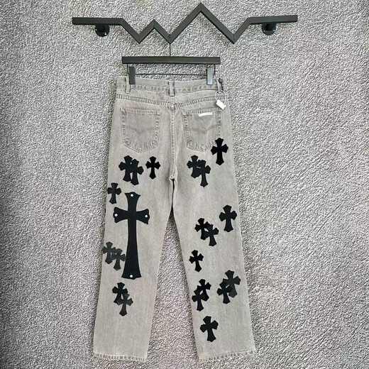 Crowxinping 25ssch Crowxin Crowxin Label de cuero lavado Jeans Dopamine Jeans Cement Grey LC9928 Cemento Gris LC9928 28