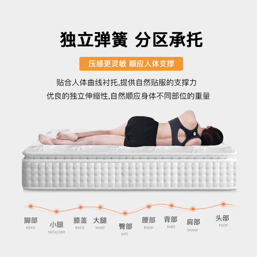 海马菁英席梦思压缩卷包床垫五星级酒店天然乳胶记忆棉独立弹簧软硬垫子 A舒适款(厚20cm)适中+记忆绵 1350mm*2000mm