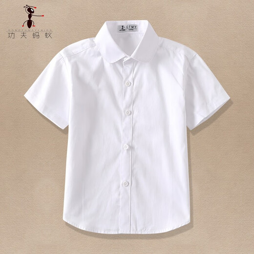 Capítulo genial (Kuzhang) Boy Camisa blanca de manga corta Traje de rendimiento de la escuela delgada de verano de tamaño mediano de tamaño medio