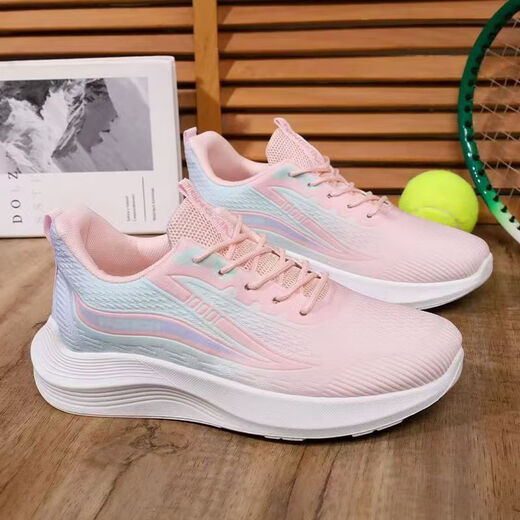 
Breathable women's shoes 2025 new sports shoes mesh soft sole casual shock absorption gradient lightweight running student 983[pink] 38