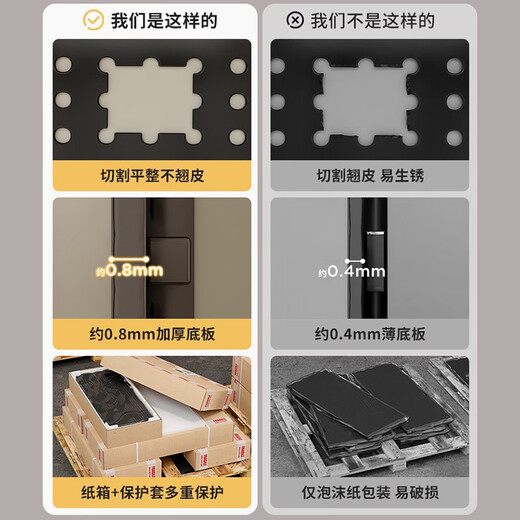 蔓斯菲尔工具墙洞洞板挂板收纳架子墙上置物架冲孔板五金不锈钢整理架 带边框 加厚款12040cm-黑色 送1