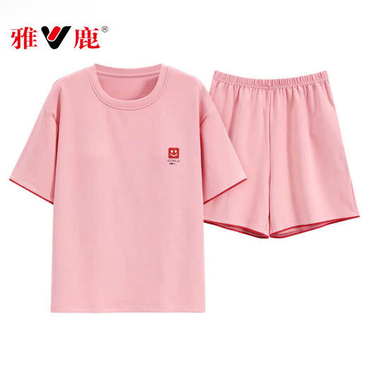 雅鹿2025年新款睡衣女夏季纯棉短袖甜美休闲运动家居服套装 Z9859 2XL 【建议140-160斤穿】