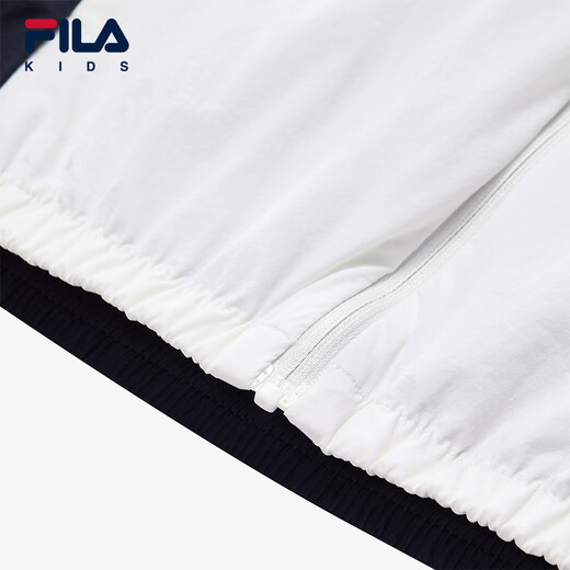 FILA children's sun protection clothing 2025 autumn new loose hooded woven top for boys and girls, cloud mushroom white-WT 140
