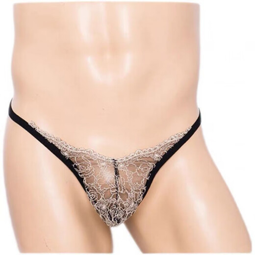 THONG Men's Sexy para hombres para hombres U Bag CONVEX CON LACE PERSPECTIVO PERSPECTIVO DE MEDILLA MENOR MENA BLURCA NEGRA + RED [DOS PIEZAS]