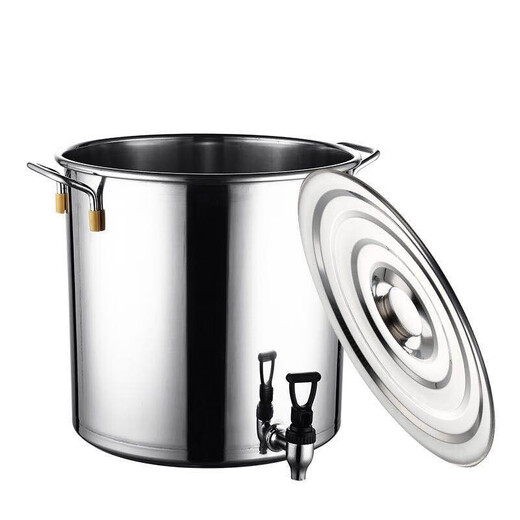 Shantou Lincun stainless steel bucket with faucet bucket with faucet drain valve herbal tea drum commercial tea bucket with lid with water outlet diameter 40 height with faucet water 95Jin Jin is equal to 0.5 kg 40cm