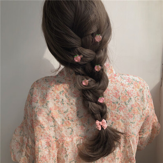 Summer Japanese and Korean sweet handmade hairpins pink strawberry fruit braided hair accessories camellia lace hairpins F8073-1#Camellia/1 piece