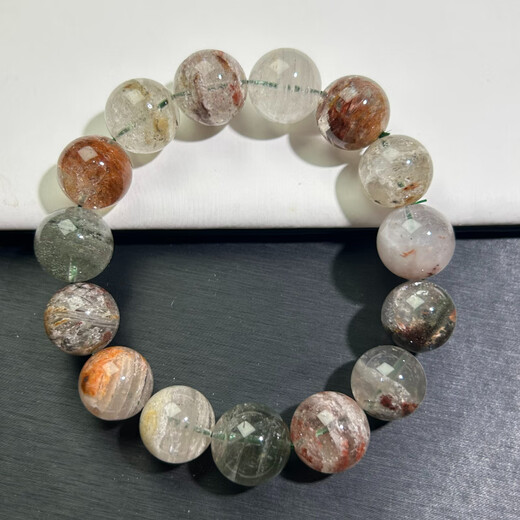 
Thousand-layered ghost crystal bracelet for four seasons natural full mine ghost deep green red ghost bead bracelet QCSJ12244 bead diameter about 12mm