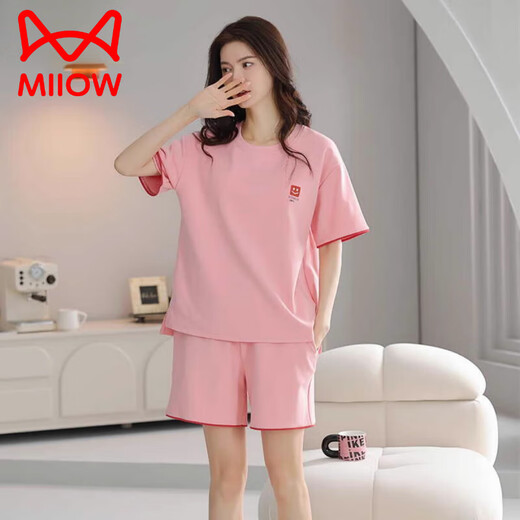 猫人（MiiOW）2025年新款睡衣女夏季爆款纯棉短袖甜美休闲运动家居服套装 Z9855 M 【建议80-100斤穿】