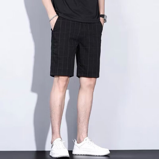 夏季休闲短裤男士格子西装裤韩版百搭外穿宽松直筒冰丝五分中裤男 629-653【浅灰色】 3XL