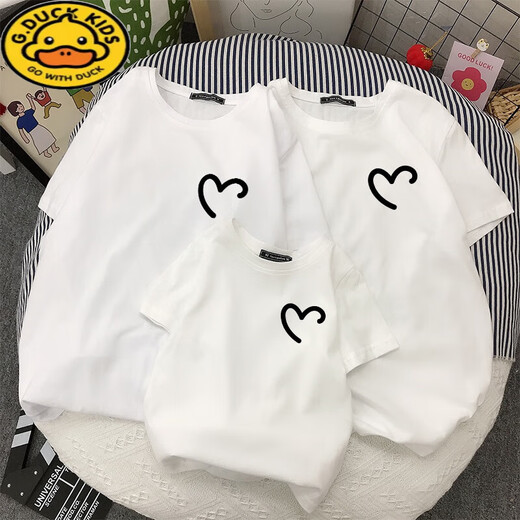 G.DUCKKIDS炸街亲子装三口2024新款潮一家四口t恤母女装夏装洋气纯棉短袖T N761：红色 180 XL