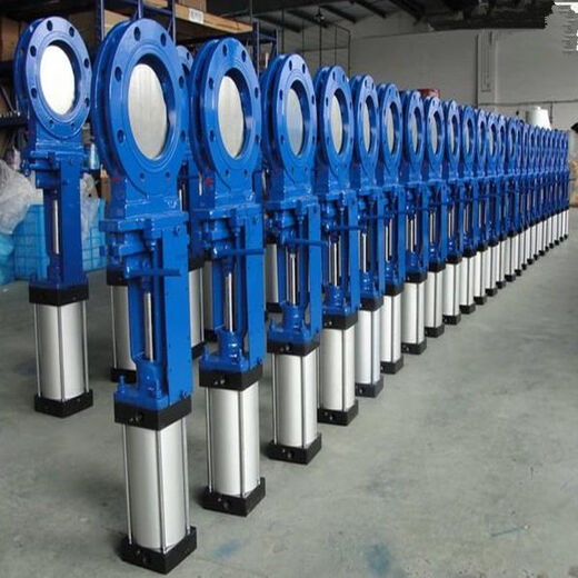 XMSJPZ673H-16 stainless steel cast steel pneumatic knife gate valve pneumatic flange slurry valve plug plate valve DN80-1200 cast steel material DN50