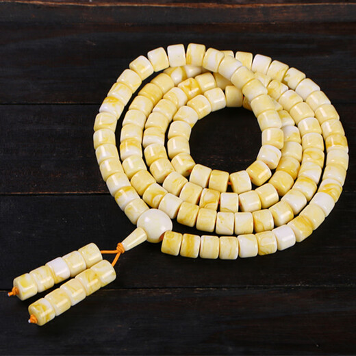 Fat Donglai same style beeswax bracelet Russian white bucket beads 108 beads bracelet necklace rosary beads hundred flower honey old white beeswax large size 10X8mmm 108 beads
