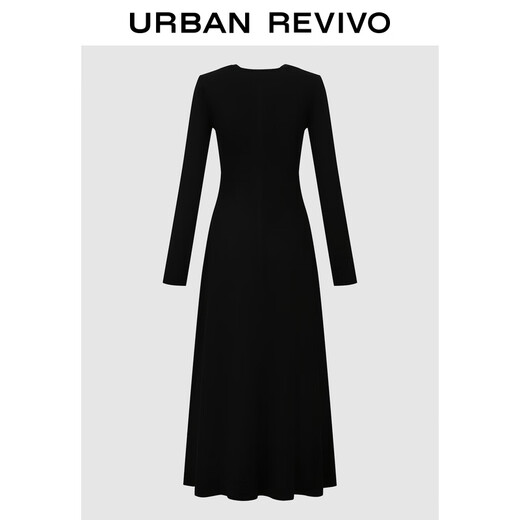 UR2025 Autumn Nuevas vacaciones casuales para mujeres Vestido de cintura de medio pálido de dos piezas UWH750108 Negro (más largo) M