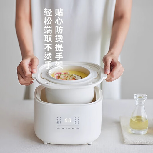 Xingshi Japanese electric stew pot, bird's nest, water-proof small stew pot, household soup, baby porridge pot, baby food supplement pot, 1L capacity - with anti-scald handle + steamer