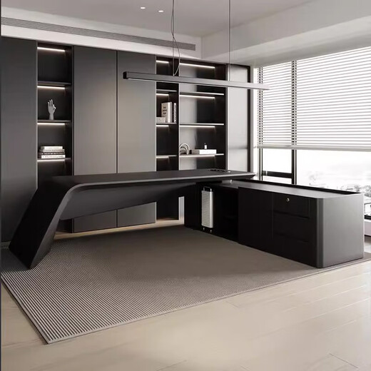 Painted boss desk new style black warrior simple modern high-end light luxury president desk and chair combination high-end sense size and color customization special shot