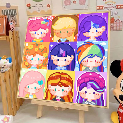 
Three-April Tiger Cute Peripheral Digital Oil Painting Diy Filling Coloring Children's Hand-painted Cartoon Animation Oil Painting Hy14082 20x20cm Thick solid wood inner frame Highlight pigment + Professional oil canvas + Multiple brushes + Wall hanging accessories