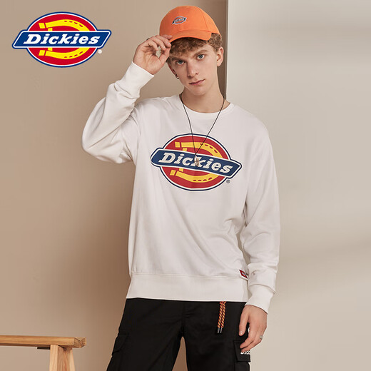 Dickies圆领卫衣LOGO印花情侣四季款全棉毛圈布圆领套头上衣7059 黑色12596 炫彩镭射大logo-男女 XS