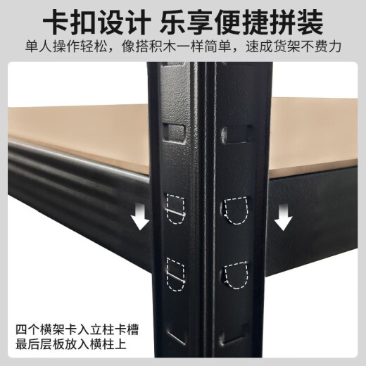 蔓斯菲尔货架多层储物储藏室仓库阳台超市角钢仓储铁架子 5层12040cm-黑色