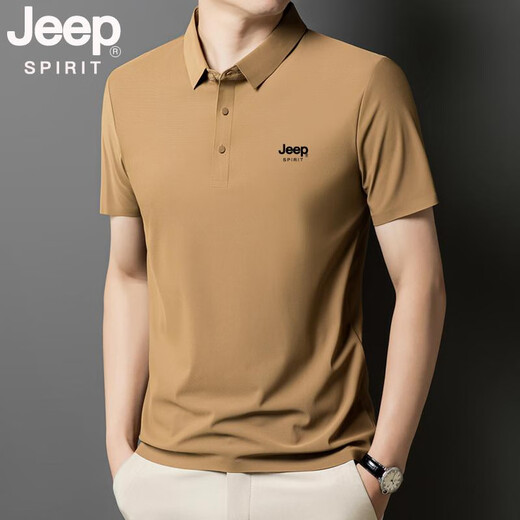 JEEP SPIRITJEEP吉普冰丝Polo衫男夏季凉感透气短袖抗皱薄款无痕速干翻领t恤 大红 jpbl12358 M 推荐80-100斤