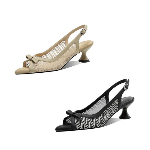 Senma Zhen Sandalias de boca de pescado de cuero suave para mujeres con tacones gruesos huecos Sandalias de malla de leopardo 2025 Summer Nuevo tacones altos altos