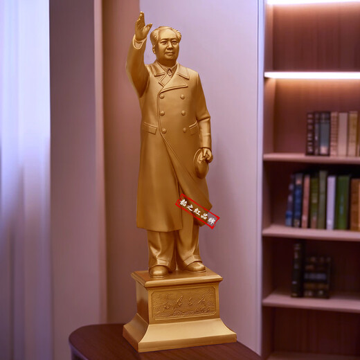 Shaozhihong 132 authentic bronze statue of Chairman Mao waving hand sculpture great man Zedong Grandpa souvenir pure brass ornament gift light in front double back cover 24.9 cm