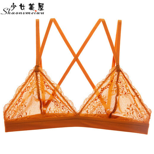 
Girls Beauty House 4 pieces 69 lace French triangle cup ringless underwear bra pure and transparent net 9207 red single piece S 70_