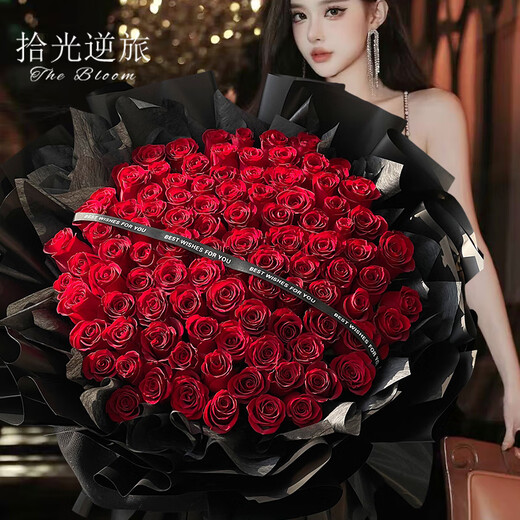 Shiguangnilu Flowers delivers 99 rose bouquets in the same city to send your girlfriend's proposal and confession, wedding anniversary bouquets. Flowers delivered by the flower shop. True love for life | 99 red rose bouquets