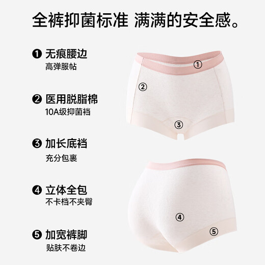 FentengCare [100% coton pur allongé entrejambe 10a Antibactérien] 3 sous-vêtements pour femmes à coins plat sans marquage