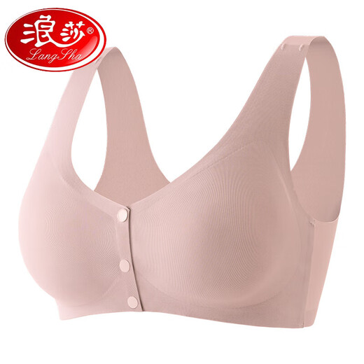 浪莎（LangSha）2025年妈妈内衣文胸中年妇女老年人女背心式前扣大码无钢圈文胸罩 黑色 L (建议80-100斤)
