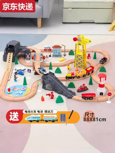 电动木质轨道车高铁火车儿童轨道玩具车男孩火车玩具加轨道 出口木制矿山轨道 官方标配