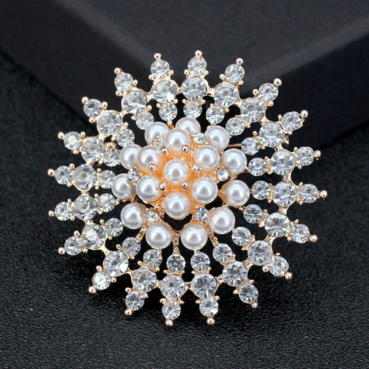Yingtang Old Phoenix 999 Broche de perles pour femmes simples mode ronds de corsage à goupille fixe épingle accessoires exquis Golden 3523 Boîte