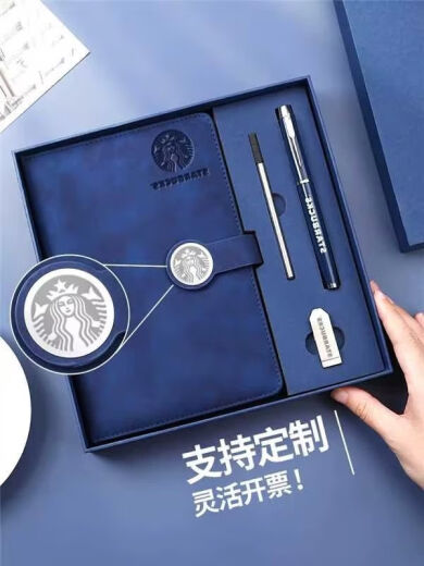 Tan Beiman Graduación Salida Regalo Notebook Bajón de regalo Conjunto de cuaderno personalizado y Pen Flash Drive Flash Lettering Custom College Graduation Souvenir Gift Notepad 12034-Blue