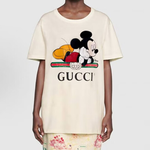 古驰（GUCCI） Love Parade FW22 字母圆领短袖  落肩袖T恤 女款 节日送礼 灰白色492347-XJB7W-9756 XXS