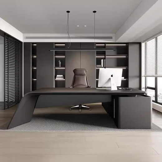 Painted boss desk new style black warrior simple modern high-end light luxury president desk and chair combination high-end sense size and color customization special shot