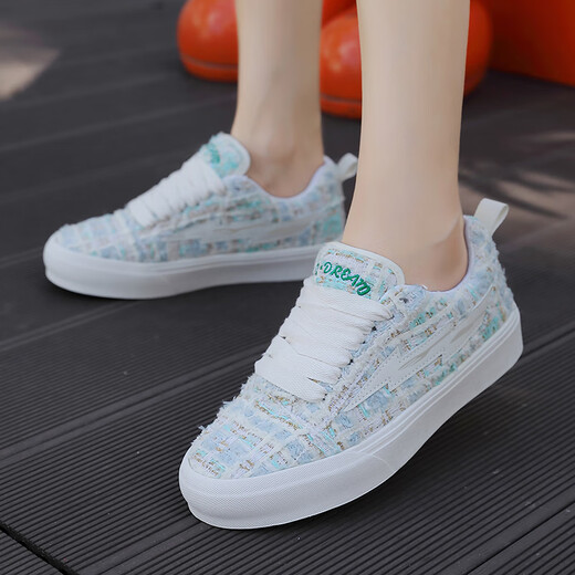 LIGHTNING X STORM Picasso paintings co-branded Xiaoxiang style casual lightning bread shoes couple canvas sports board shoes men and women D6227 soft blue 41