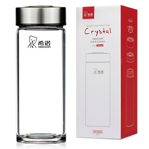 希诺（HEENOOR）希诺玻璃杯单层加厚大容量便携款男士办公泡茶水 迷你款xn-6190-28送杯套杯0 0ml