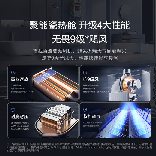 Midea National Subsidy Gas Water Heater Natural Gas 12L 14L 16L Intelligent Constant Temperature Low Water Pressure Start Water Heater Household ECO Energy Saving and Gas Saving Double Antifreeze 14L G1.6/2.5 Meter Universal Upgraded Model MK1S