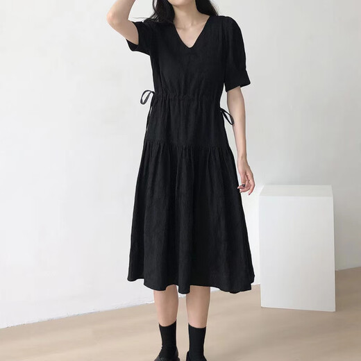 Yezhi maternity skirt large size women's clothing 2025 new skirt black loose pregnant mother's clothes summer breathable comfortable skirt maternity dress [black] size XL