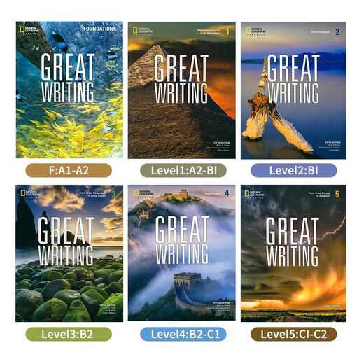 Original importé National Geographic Great Writing F12345 Niveau Nouveau Version Fifth Edition Junior High School Junior High School Writing Special Textbook Academic English Teaching English Tutorial Advanced Training Writing Guidance Fifth Edition 3 Nive