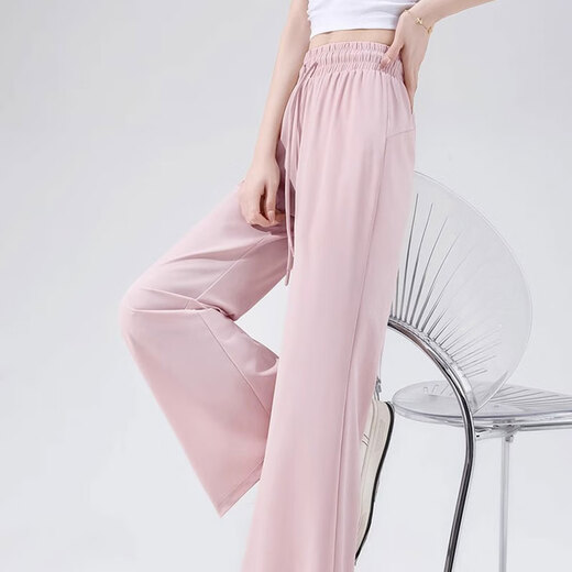 
Miniso (MINISO) pants for women 2025 new high-waisted ice silk micro-flare pants for small summer cool sun protection casual sports straight pants light green (solid color) L /165 (weight 115-130Jin [Jin equals 0.5 kg])