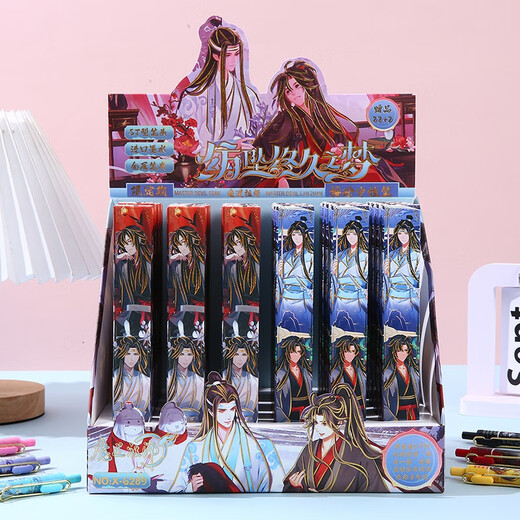 靠森 KAOOSEEN魔道祖师新款盲盒笔创意周边文具按动中性笔速干黑色水笔0.5mm高颜值ins小清新炫酷学生用奖品 X-6227吉伊卡哇盲盒笔随机6支 0.5mm x 单支
