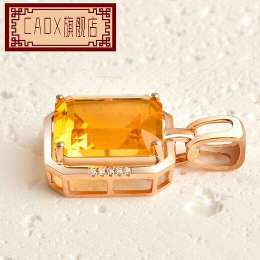 CAOX necklace for women 18K gold pendant light luxury natural crystal inlaid diamond jewelry pendant for girls gift yellow