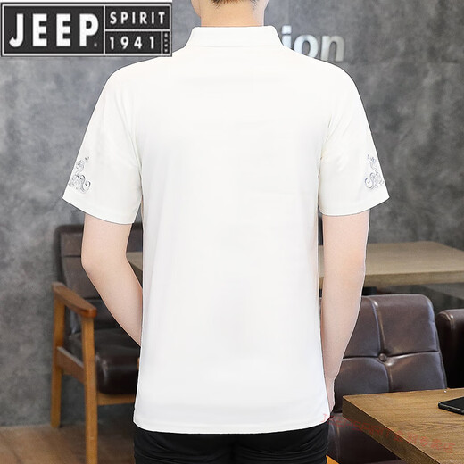 Jeep Spirit Ice Silk T-Shirt Herren kurzärmelig 2025 Neue Männer chinesischen Stil V-Ausschnitt mit halbärmeligem Sommer Thin Chinese Style T-Shirt E9871 Schwarz (eisiger glatt) 5xl